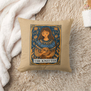 Knitter Knitting Crafter Tarot Lifestyle Theme Cushion