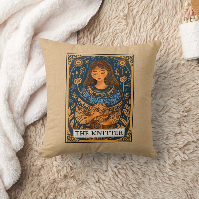 Knitter Knitting Crafter Tarot Lifestyle Theme Cushion (Blanket)