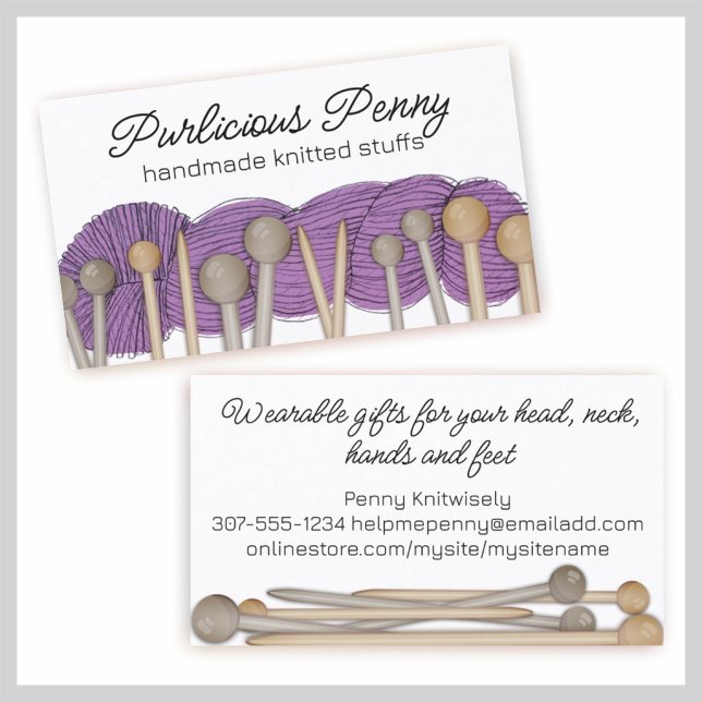 Knitter knitting needles yarn hank homespun business card (Creator Uploaded)