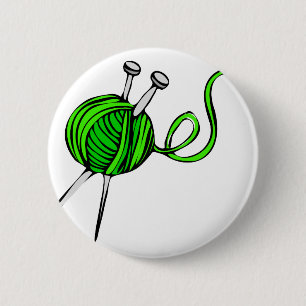 Knitting 6 Cm Round Badge