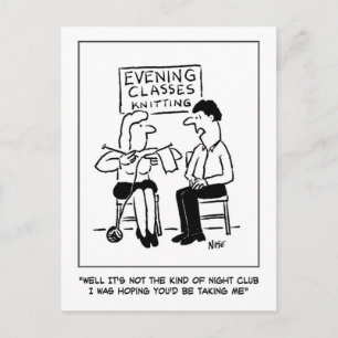 Knitting Adult Education Night Class & Night Club Postcard