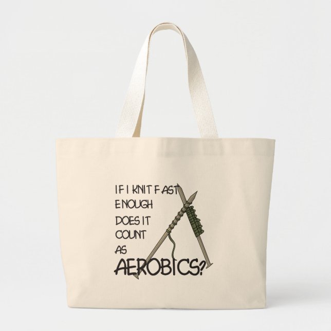 Knitting Aerobics Large Tote Bag (Front)