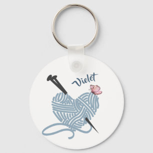 Knitting and Yarn Lovers Personalized Key Ring