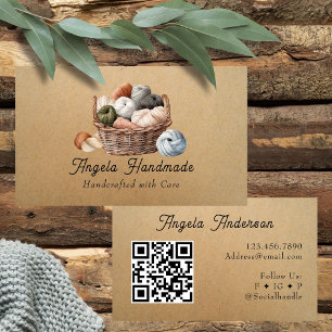 Knitting Basket Handmade QR Code Business Card