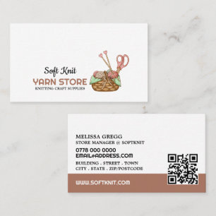 Knitting Basket, Knitting Store, Yarn Store Business Card