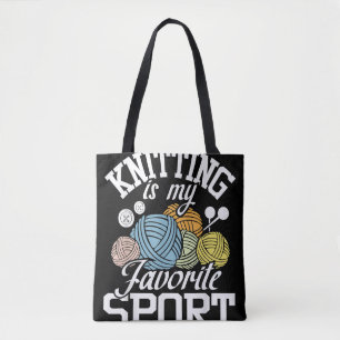 Knitting Because Murder Is Wrong Tote Bag
