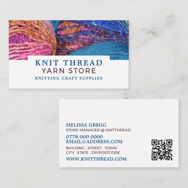 Knitting Bundles, Knitting Store, Yarn Store Business Card (Front/Back)