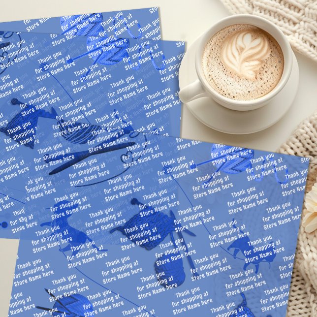 Knitting Business Thank You Message Blue Tissue Paper (Creator Uploaded)