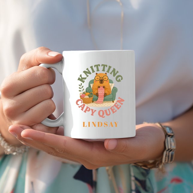 Knitting Capy Queen - Capybara Coffee Mug (Knitting Capy Queen - Capybara Coffee Mug)