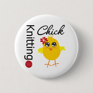 Knitting Chick 2 6 Cm Round Badge