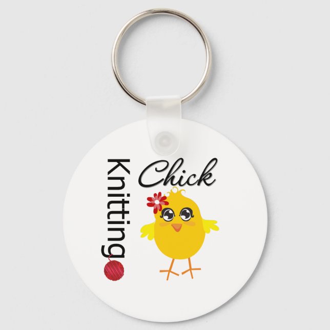 Knitting Chick 2 Key Ring (Front)
