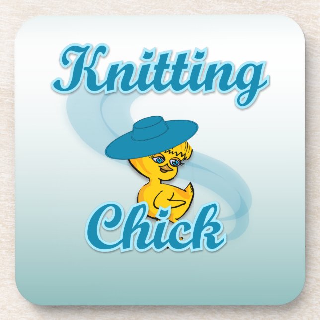 Knitting Chick #3 Coaster (Front)