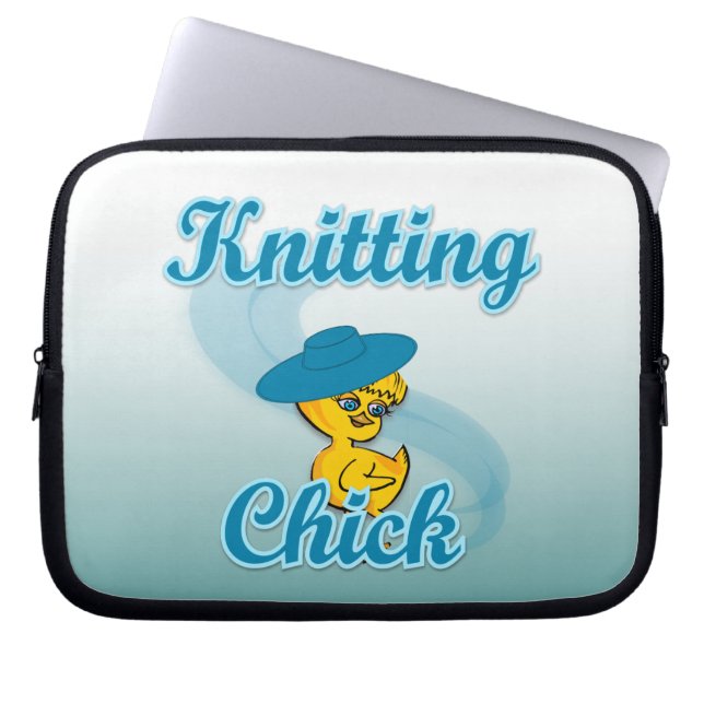 Knitting Chick #3 Laptop Sleeve (Front)