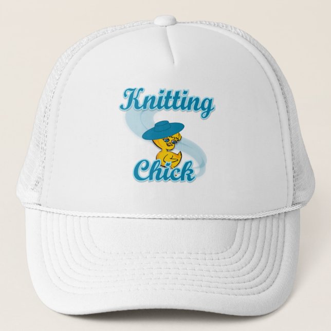 Knitting Chick #3 Trucker Hat (Front)