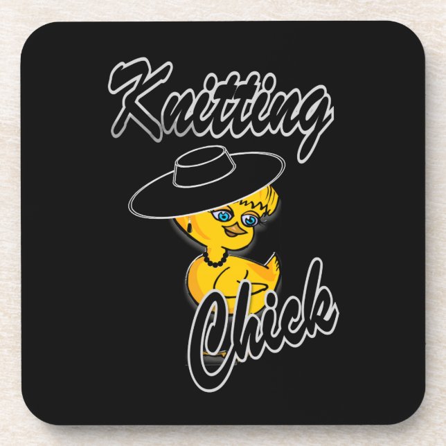 Knitting Chick #4 Coaster (Front)