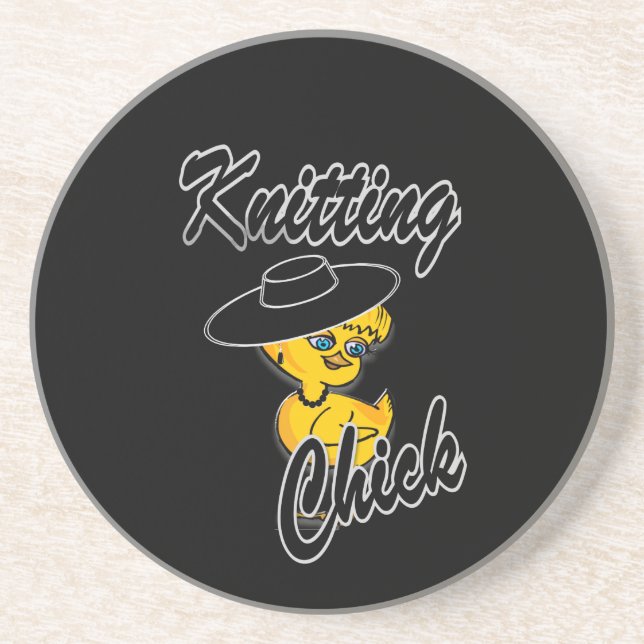 Knitting Chick #4 Coaster (Front)
