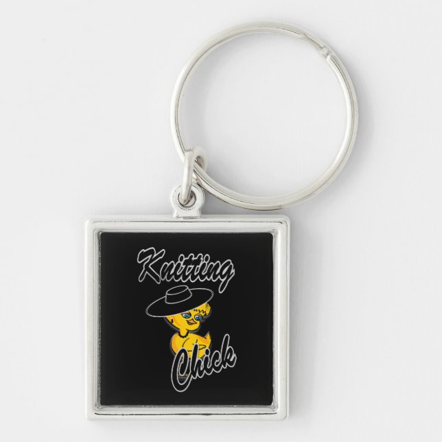 Knitting Chick #4 Key Ring (Front)