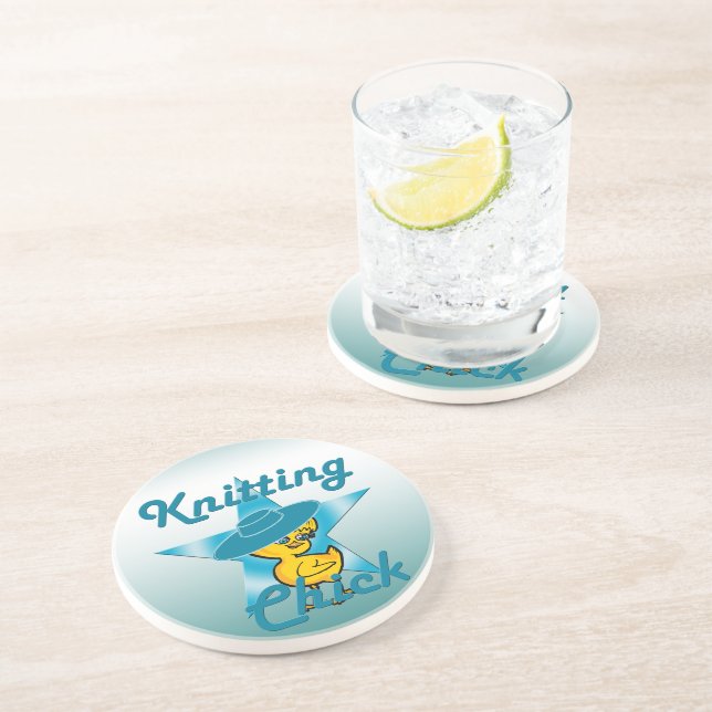 Knitting Chick #7 Coaster (Side)