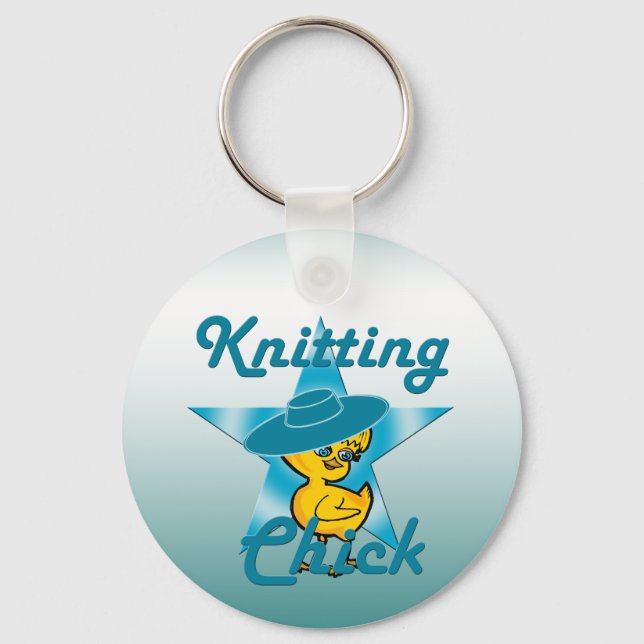 Knitting Chick #7 Key Ring (Front)