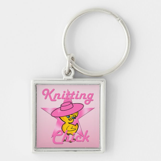 Knitting Chick #8 Key Ring (Front)