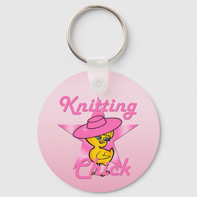 Knitting Chick #8 Key Ring (Front)