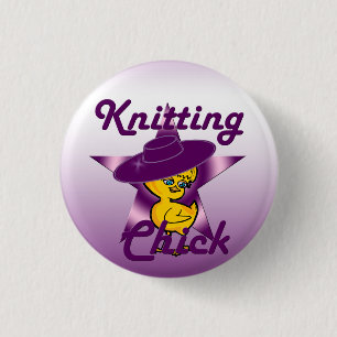 Knitting Chick #9 3 Cm Round Badge
