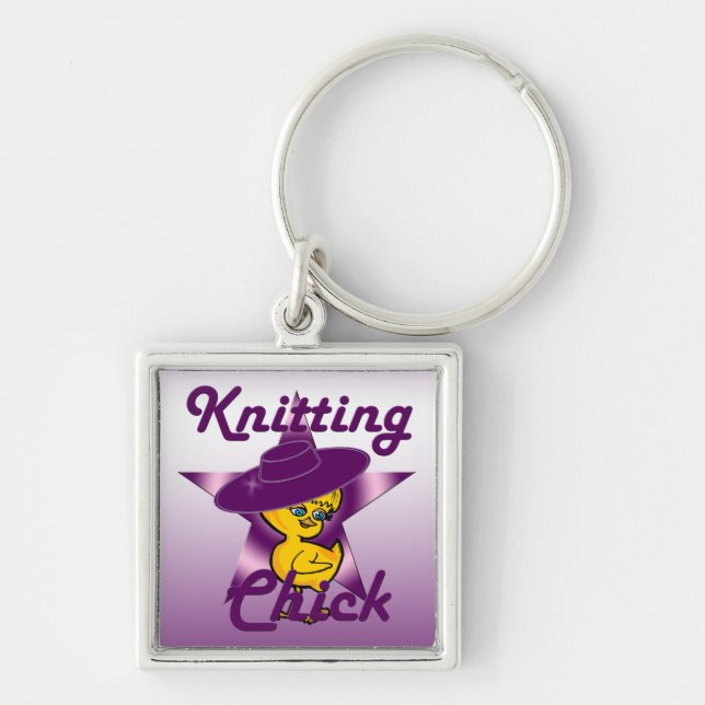 Knitting Chick #9 Key Ring (Front)