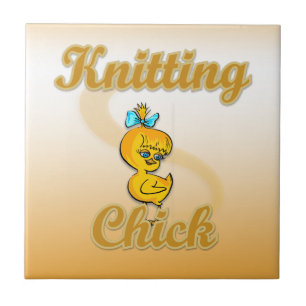 Knitting Chick Ceramic Tile