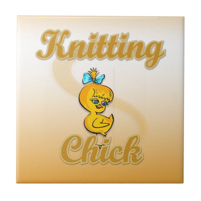 Knitting Chick Ceramic Tile (Front)