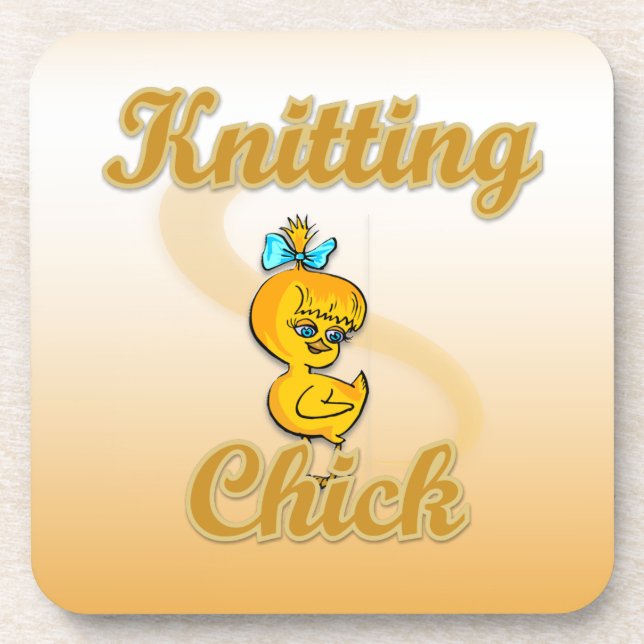 Knitting Chick Coaster (Front)