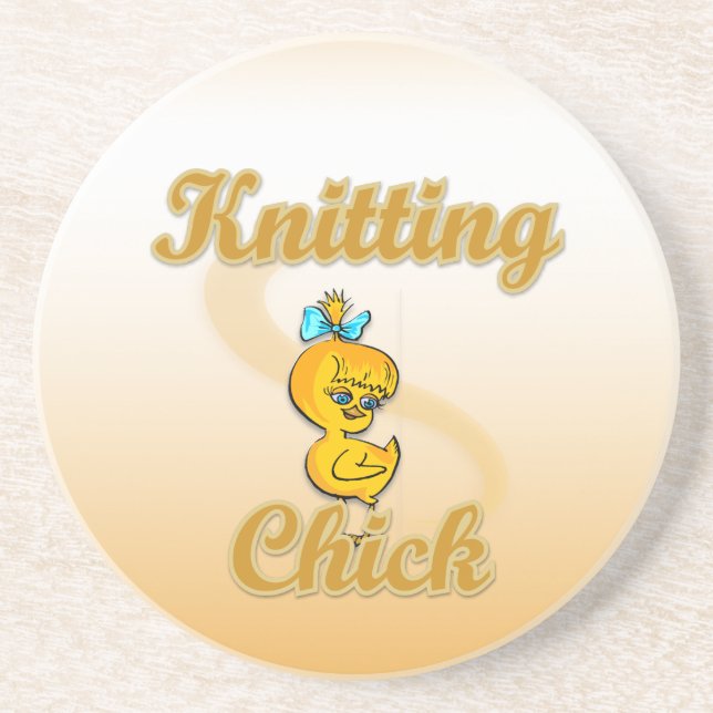 Knitting Chick Coaster (Front)