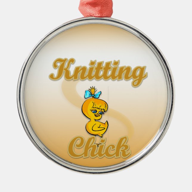 Knitting Chick Metal Tree Decoration (Front)