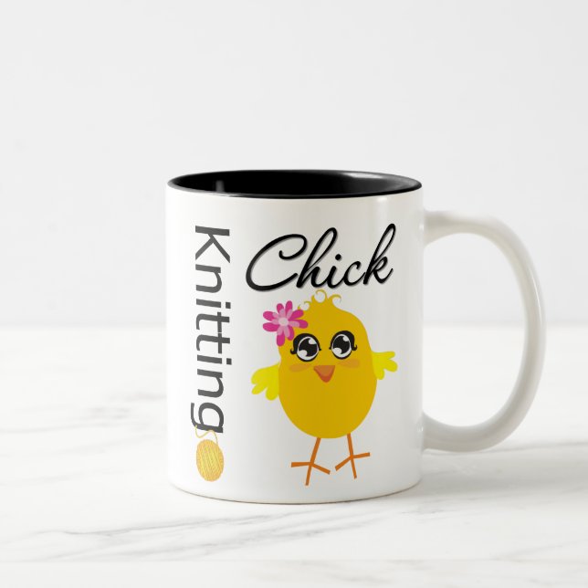 Knitting Chick Two-Tone Coffee Mug (Right)