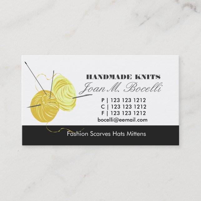 Knitting Craft Artist Business Card (Front)