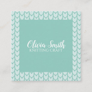 Knitting Craft Blue Pattern Handmade Personalised  Square Business Card