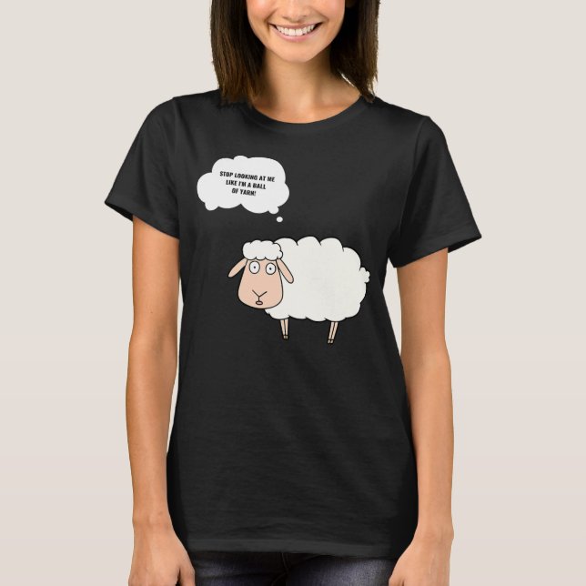 Knitting Crochet Funny Sheep Graphic Yarn Ball T-Shirt (Front)