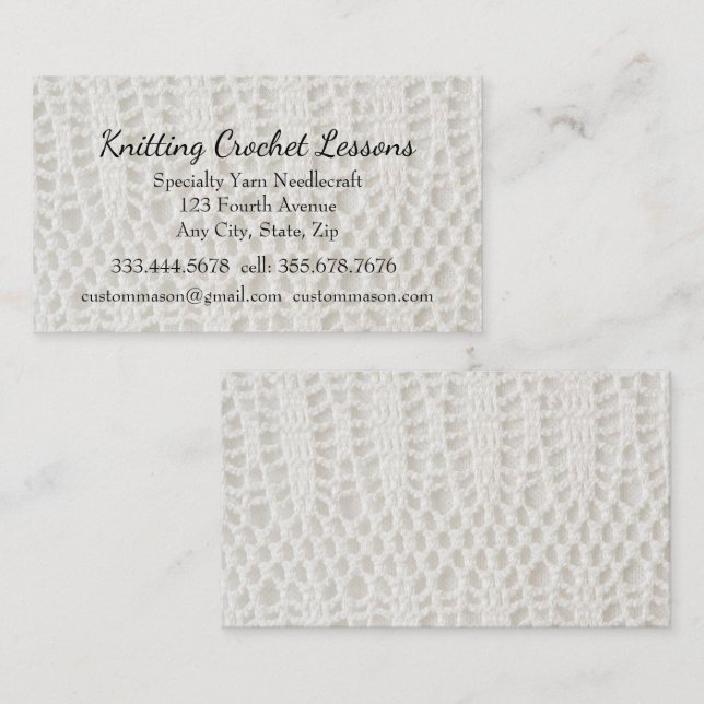 Knitting & Crochet Lessons Instructor Business Car Business Card (Front/Back)