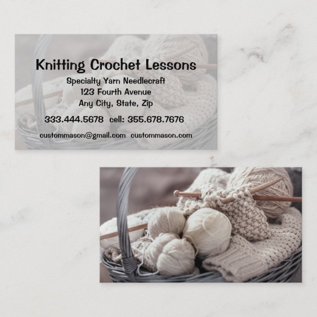 Knitting & Crochet Lessons Instructor Business Card (Front/Back)