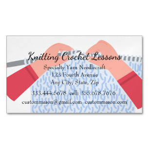 Knitting & Crochet Lessons Instructor Magnetic Business Card