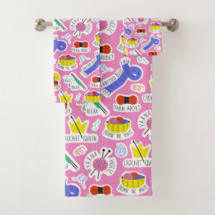 Knitting Crochet Love Bath Towel Set