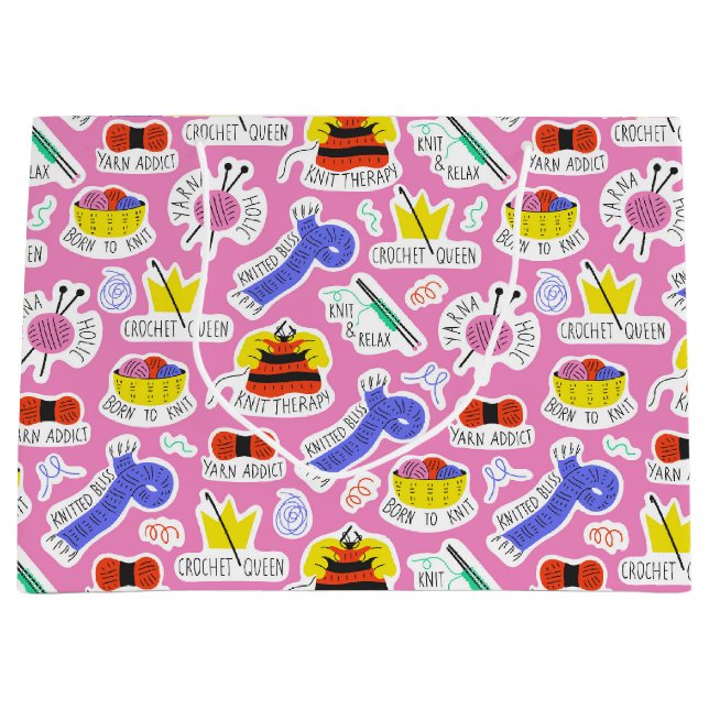 Knitting Crochet Love Large Gift Bag (Front)