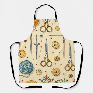 Knitting Crochet Sewing Tools Pattern Apron