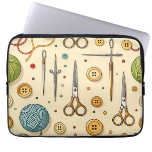 Knitting Crochet Sewing Tools Pattern Laptop Sleeve