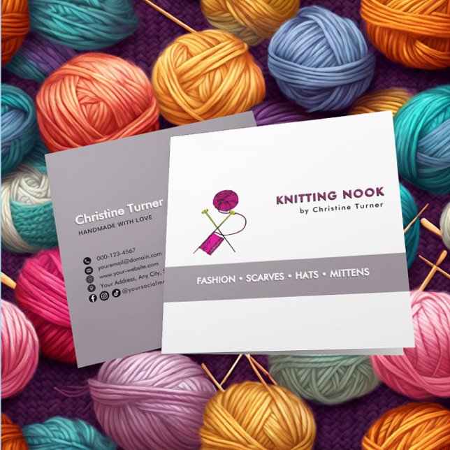 Knitting Crochet Yarn Business Card Template (Creator Uploaded)