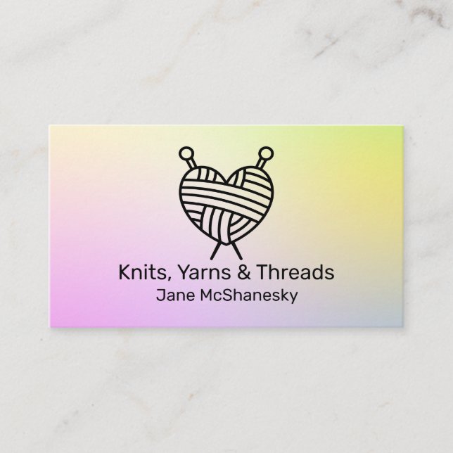 Knitting Crochet Yarn Hand Spool Handmade Business Business Card (Front)