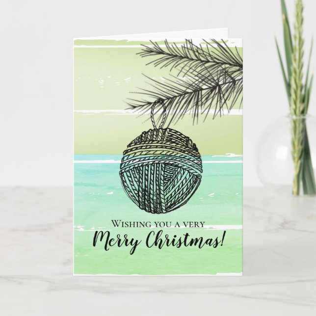 Knitting crochet yarn personalised photo Christmas Holiday Card (Front)