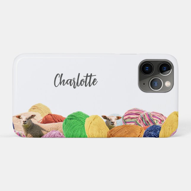 Knitting crochet yarn wool sheep personalizable Case-Mate iPhone case (Back (Horizontal))