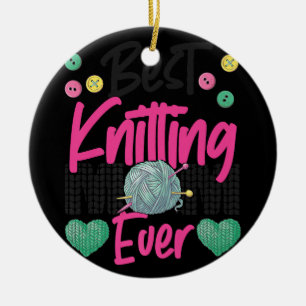 Knitting Crocheting Knit Happens Knitter  Ceramic Ornament