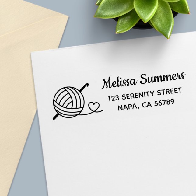 Knitting Crocheting Yarn Address Self-inking Stamp (Creator Uploaded)