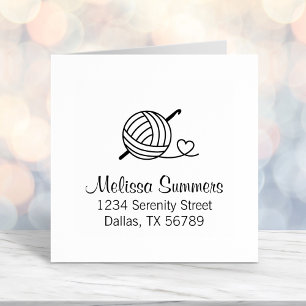 Knitting Crocheting Yarn Address Self-inking Stamp